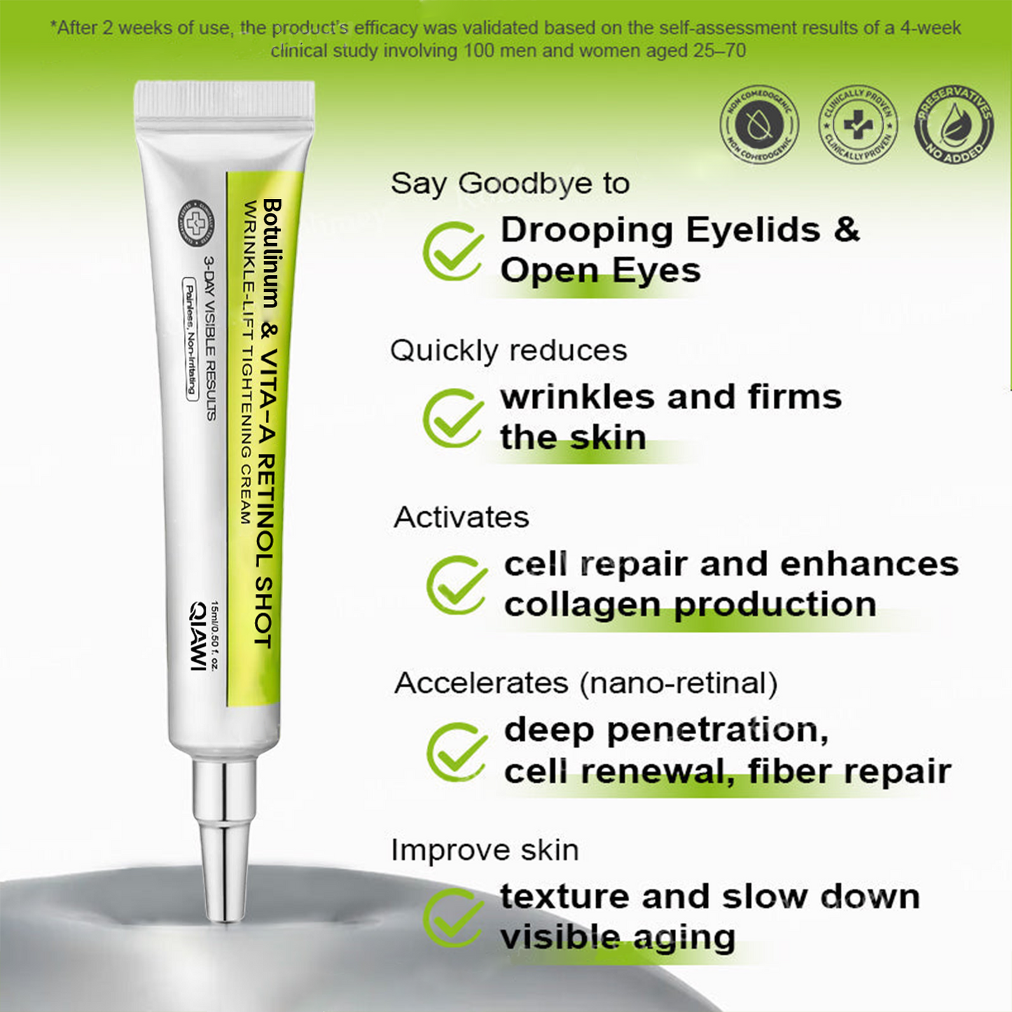 ✨Final 3 Hours: 70%OFF🔥 QIAWI™ Botulinum & Vita-A Retinol Shot Wrinkle-Lift Tightening cream✨