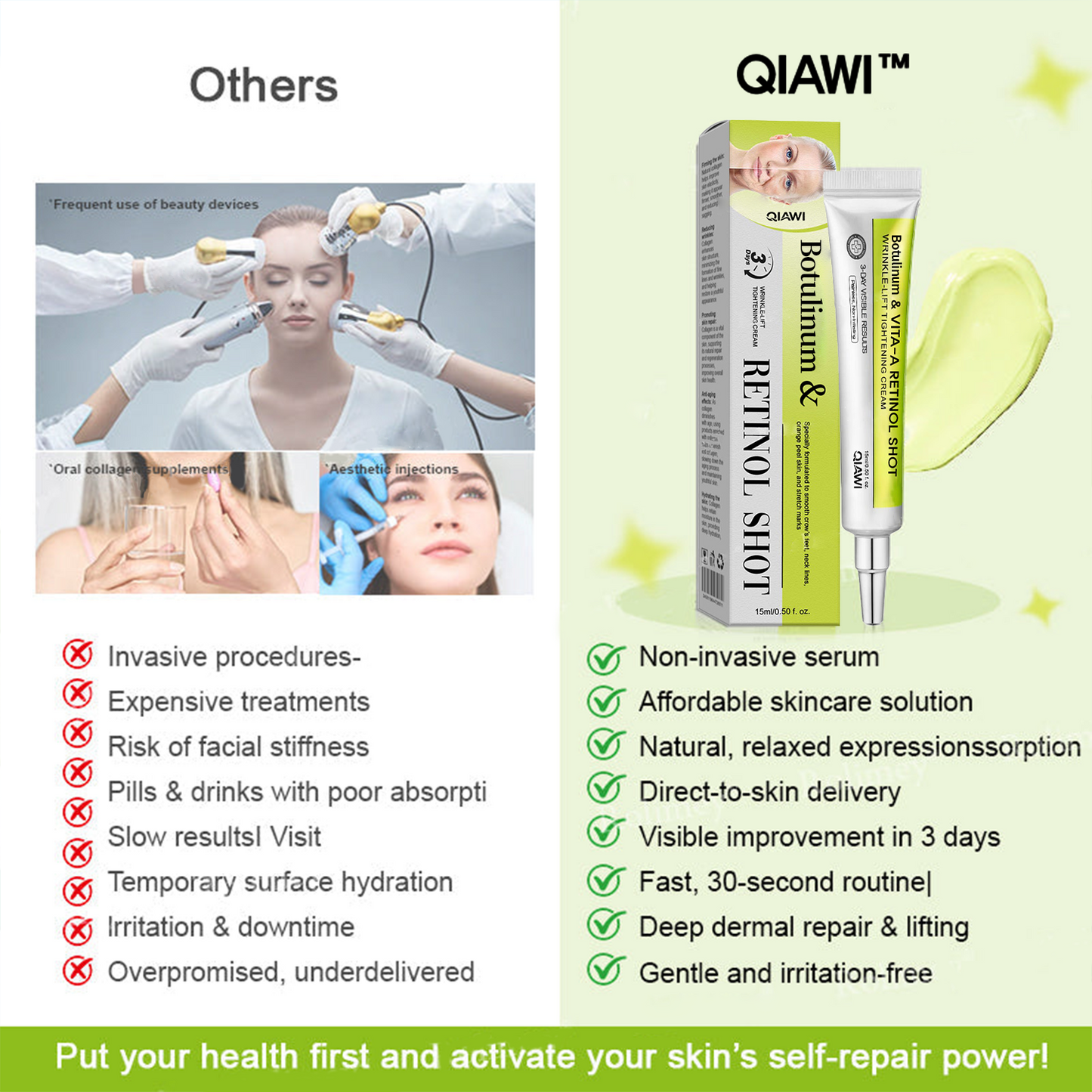 ✨Final 3 Hours: 70%OFF🔥 QIAWI™ Botulinum & Vita-A Retinol Shot Wrinkle-Lift Tightening cream✨